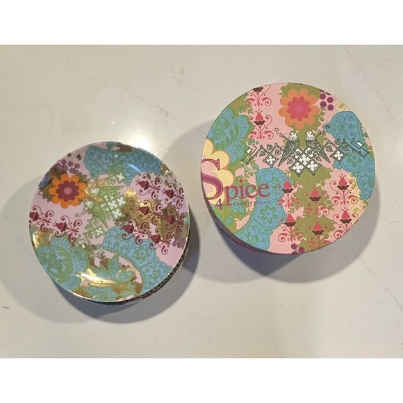 Rosanna Other - Rosanna Spice Dessert Plates 8” Porcelain Set of 4 Original Box Floral Asian